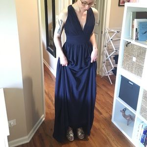 Navy Chiffon ball gown size 2